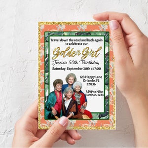 Instant Download - Golden Girls Editable  Birthday Invitation Printable Template, Digital Invite, SMS Text, Self edit