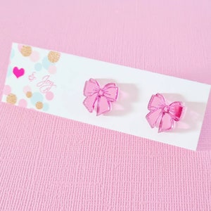 Ribbon Bow Pink Mirror Easter Stud Acrylic Earrings, Statement Earrings