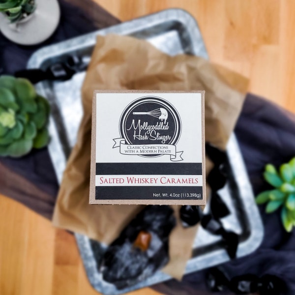 Salted Whiskey Caramels- 4oz box