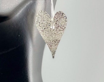 Silver Heart Earrings, sterling silver.