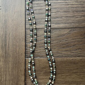 Glass Bead Necklace crystal chain necklace dark gray 19” length estate jewelry