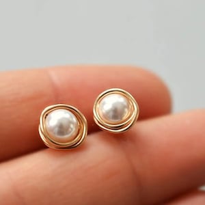 Tachuelas de perlas de agua dulce tachuelas de perlas reales plata de ley o pendientes de perlas de oro de 14K pendientes de damas de honor pendientes de boda joyería de damas de honor