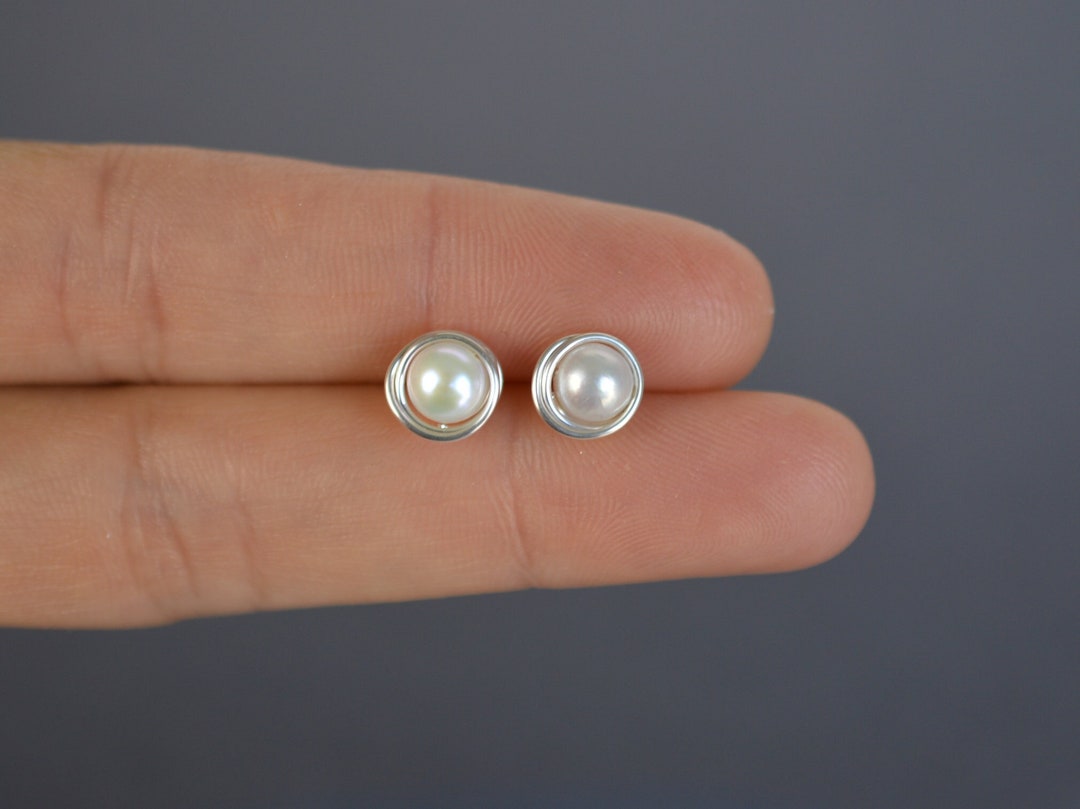 Sterling Silver Pearl in Square Stud Earrings main image 1