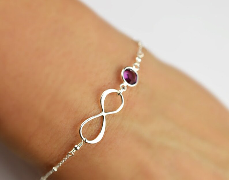 Birthstone bracelet Infinity bracelet Sterling silver infinity Etsy