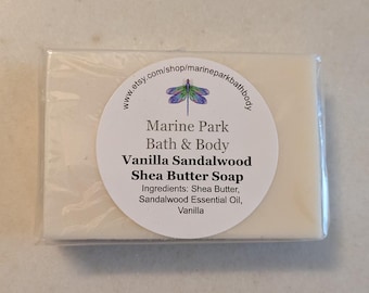 Jabón de vainilla y sándalo, jabón de vainilla, jabón de sándalo, jabón de manteca de karité, jabón humectante, jabón hecho a mano, para piel seca, totalmente natural