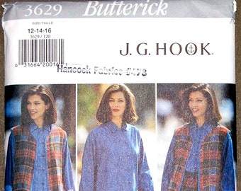 Vintage Butterick Sewing Pattern B3629 Misses’ Vest, Long sleeve Shirt, Wrap Skirt and Leggings UNCUT Sz 12-14-16 Bust 34-36-38” OOP c1994