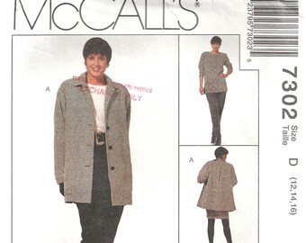 MCCALLS M7302 Misses unlined boxy jacket, tunic, pants, skirt Sz D 12-14-16 Uncut FF Multi size pattern c1994 Tailored Office Wardrobe