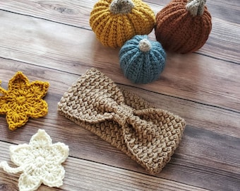 Fall Headbands for Women - Soft Taupe - Cozy Ear Warmer - Winter Headband Crochet - Knot Headbands for Women