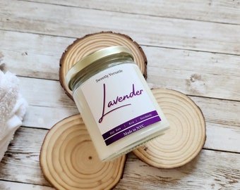 Lavender - 8oz Jar - Herbal Scented - Soy Wax - Natural Scented Candle - Hand Poured - Oriental Candle - Home Decor - Aromatherapy Candle