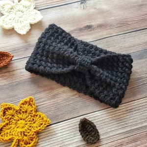 Winter Ohrwärmer - Schwarz - Herbst Stirnbänder für Frauen - Geschenke für sie - gehäkelte Ohrenwärmer - Winter Knoten Stirnband - Haarschmuck