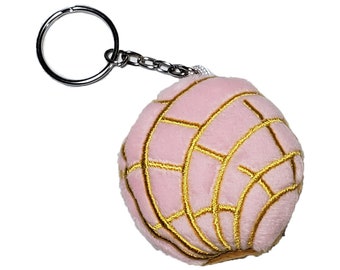 Concha bread keychain pink plush cute pan dulce llaveros mexican sweet bread
