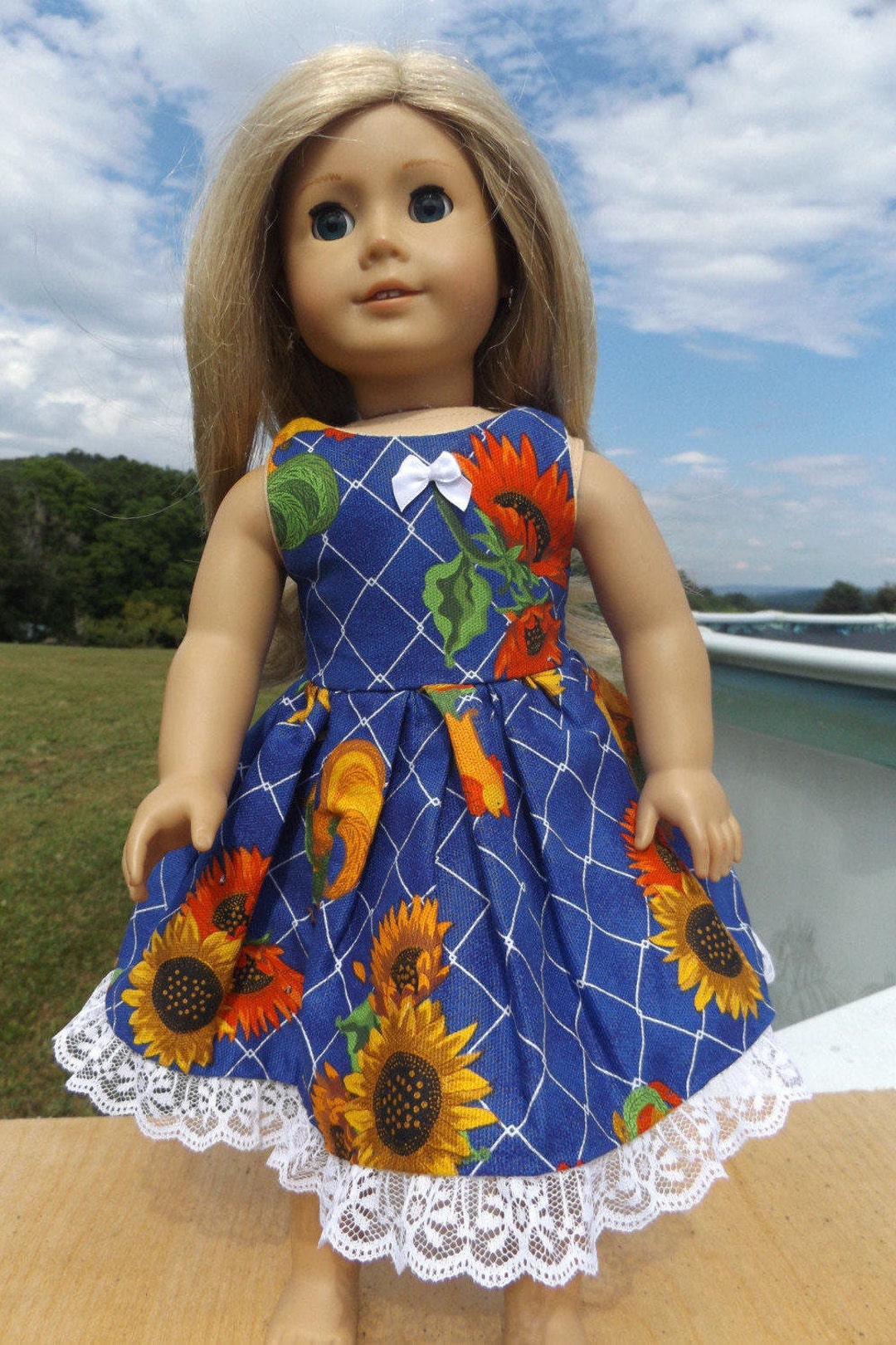 18 Doll Dress, Sunflower Dress, 18 Doll Fall Dress, 18 Doll Clothes, 18