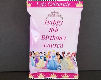 Disney Princess Personalized Chip Bags (Inspired) - Bag Of Chips - Custom Chip Bags - Personalized Potato Chip Bags