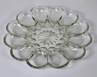 Vintage Anchor Hocking Fairfield Clear Deviled Egg Server