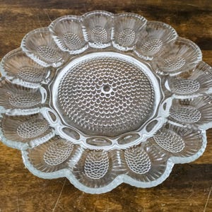 Vintage Indiana Glass Hobnail Deviled Egg Platter: Mid-Century Clear Glass