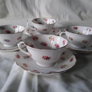 Set of 4 Vintage Footed Cup and Saucer Sets by Royal Tuscan