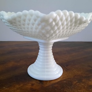 Diamond Milk Glass Compote by Smith Glass