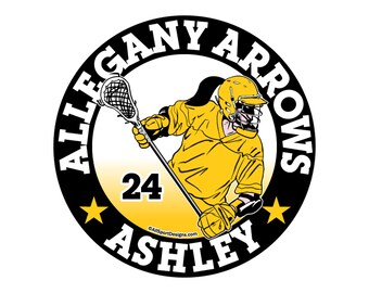 Personalized Lacrosse Car Decals Magnets: Custom Team Name & Number