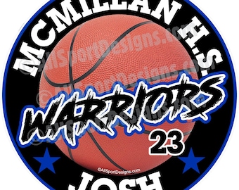 Personalized Basketball Car Decal: Team Name & Number