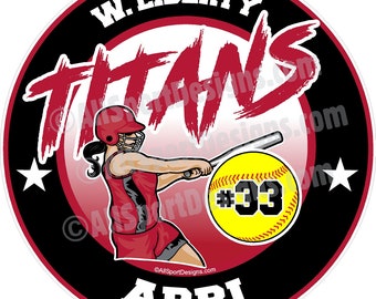 Personalized Softball Player Decal: Team Car Sticker, Magnet, Yard Sign
