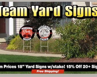 Personalized Sports Team Yard Signs: Custom Logo | Free Stakes & Shipping