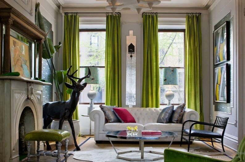 Lime Green Silk Dupioni Curtain Image 0