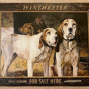 Winchester For Sale Here - Vintage Tin Sign - Man Cave Garage Art