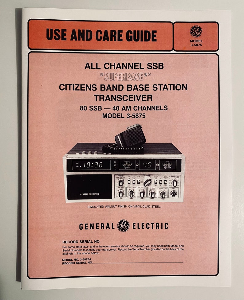General Electric GE Superbase CB Radio Owners Manual Etsy Canada
