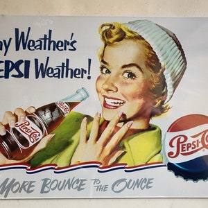 Any Weather&#39;s Pepsi Weather Vintage Tin Sign - Man Cave Garage Art