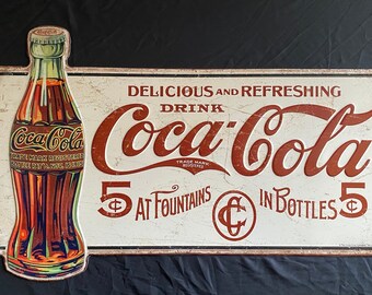 Drug Store Trade Sign Stamped Tin Cigar Vintage Style Soda Fountain 
