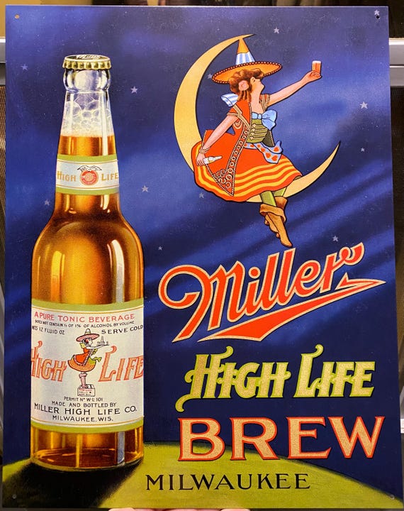 希少✨MILLER HIGH LIFE ビール 看板 ライト ヴィンテージ Miller High Life Brew - Retro Tin Sign - Man Cave Garage Art - Etsy
