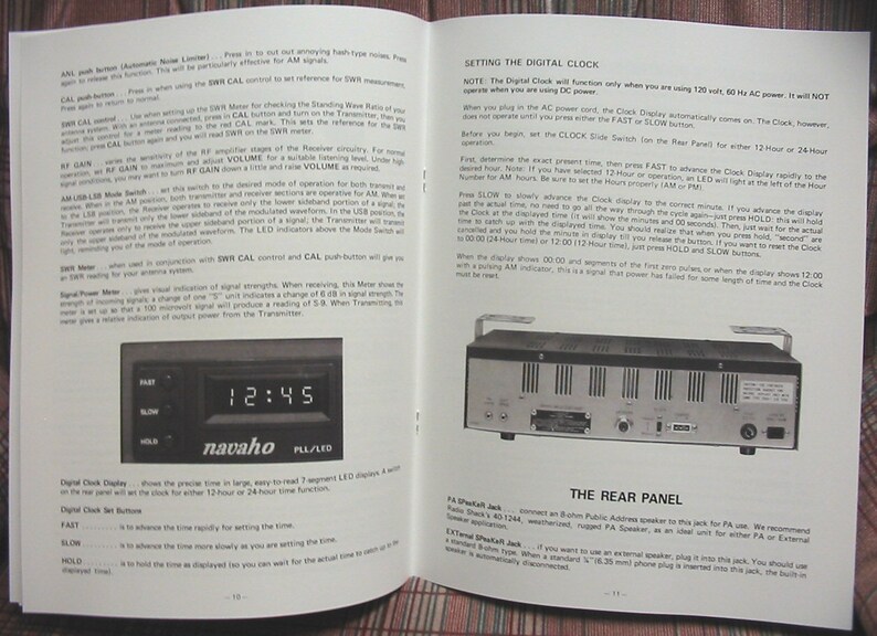 RARE Realistic TRC457 Navaho CB Radio Owners Manual Etsy