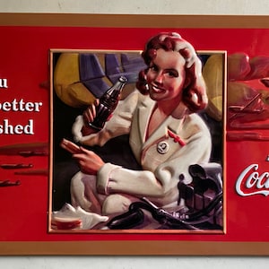 You Work Better Refreshed - Drink Coca Cola - Vintage Embossed Tin Sign - Man Cave Garage Art