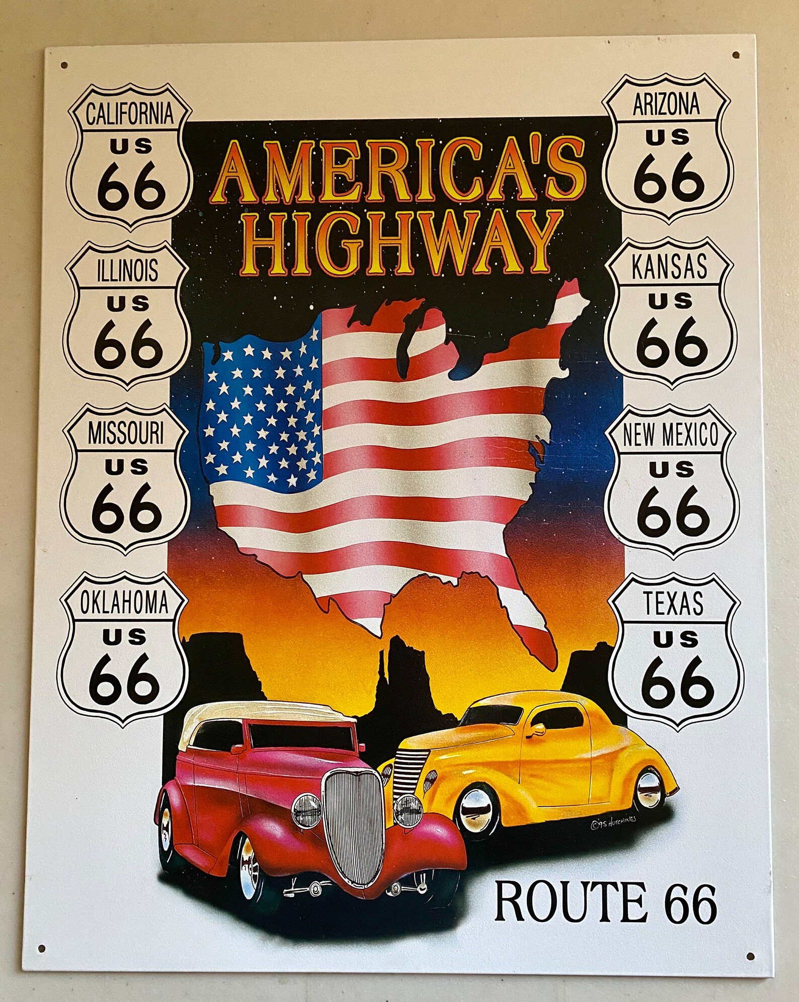 Route 66 America’s Highway - Vintage Tin Sign - Man Cave Garage Art - Etsy