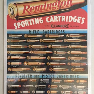 Remington Sporting Cartridges  - Vintage Tin Sign - Man Cave Garage Art