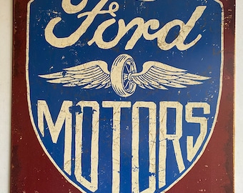 Ford Motors - Vintage Tin Sign - Man Cave Garage Art