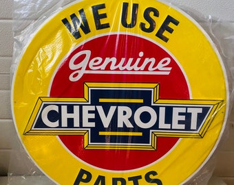 Huge 24” Genuine Chevrolet Parts Chevy Sign - Garage Vintage Tin Sign - Man Cave Garage Art
