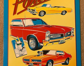Pontiac GTO GM Vintage Tin Sign - Man Cave Garage Art