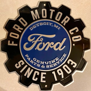 12” Ford Gear Style Tin Sign - Man Cave Garage Art