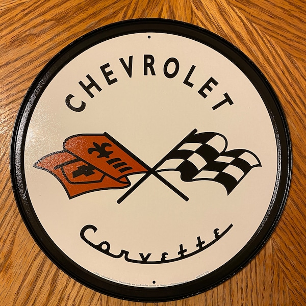 Chevrolet Corvette Garage Vintage Tin Sign - Man Cave Garage Art