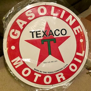 Huge 24” Embossed Texaco Metal Sign - Vintage Garage Man Cave