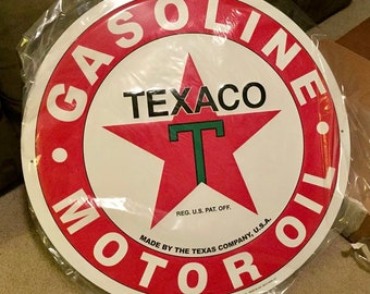 Huge 24” Embossed Texaco Metal Sign - Vintage Garage Man Cave