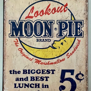 Moon Pie 5 Cents - Retro Tin Sign - Man Cave Garage Art