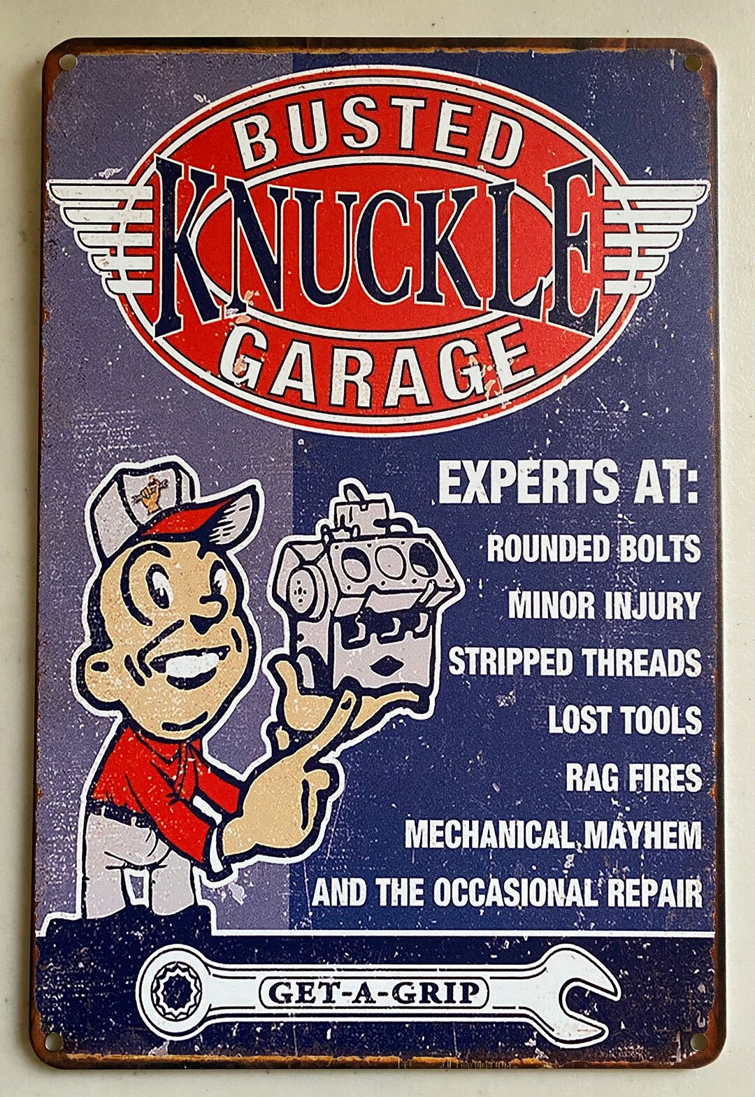 Busted Knuckle Garage Vintage Tin Sign Man Cave Garage Art Etsy