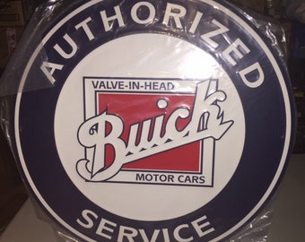 Huge 24” Authorized Buick Service Sign - Garage Vintage Tin Sign - Man Cave Garage Art