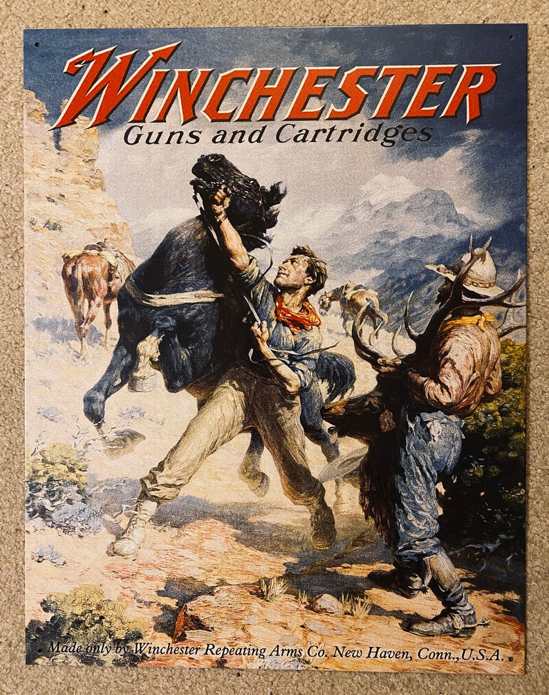 Cast Iron Winchester Rifle Sign In The Black Gunmetal Finish - Foto 8