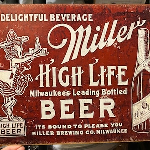 Miller High Life ビンテージ広告プレート（New Miller High