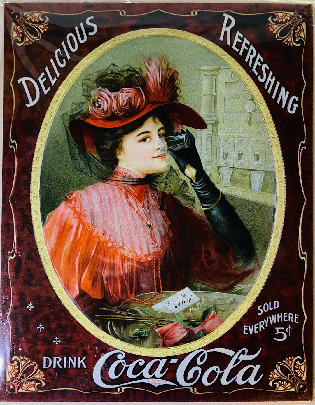 Coca-Cola 円形 赤　インテリア　レトロ　当時物 VINTAGE CLASSIC COCA-COLA RED ROUND BUBBLE PORCELAIN GAS OIL SODA