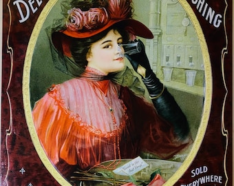 RARE! Delicious Refreshing Drink Coca Cola 5 Cents - Vintage Sign