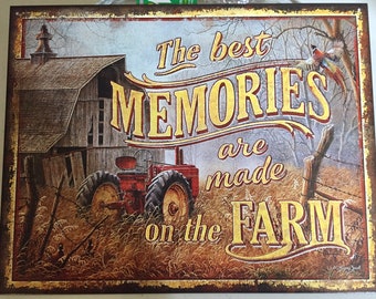 Best Farm Memories Vintage Tin Sign - Man Cave Garage Art